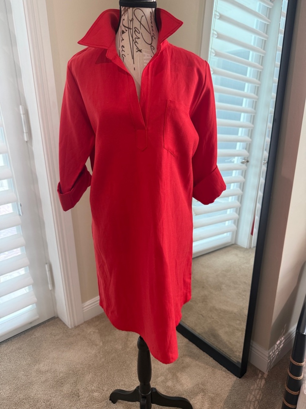 Karen Kane Vivid Red Collared dress!